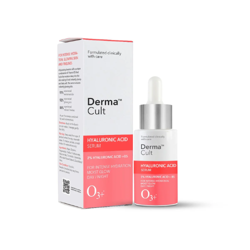 O3+ Derma Cult 2% Hyaluronic Acid Serum for Intense Hydration, Finelines & Glow with B5