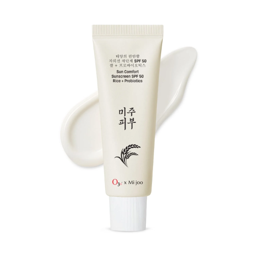 O3+ Mijoo Korea Sun Comfort Lightweight & Moisturising Sunscreen SPF 50 with Rice Probiotics 50g