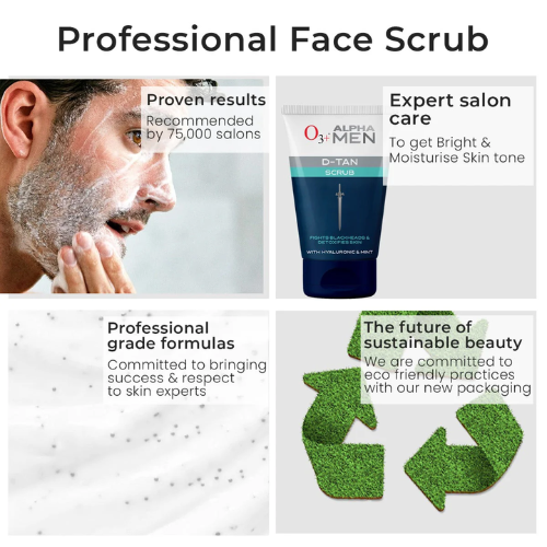 O3+ Alpha Men Acno D Tan Scrub With Hyaluronic & Mint (50ml)