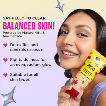 Nykaa Naturals Multani Mitti Haldi & Chandan With Niacinamide Clay Face Wash for all Skin Types (100ml)