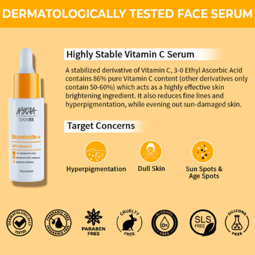 Nykaa SkinRX 20% Vitamin C + 1% Hyaluronic Acid Serum for Bright, Radiant and Hydrated Skin (30ml)