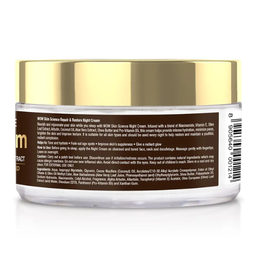 WOW Night Cream With Niacinamide & Olive Leaf Extract | 50 ml