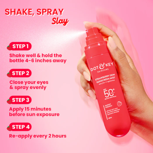 Dot & Key Strawberry Dew Sunscreen Face Mist, SPF 50+ PA+++ 80ml