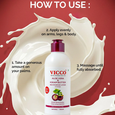 Vicco Aloe Vera & Kokam Butter Multipurpose Lotion | Deep Moisturizing Face & Body Lotion