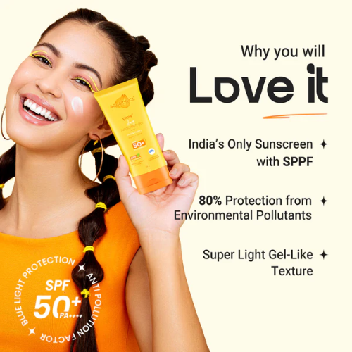 Aqualogica Glow+ Dewy Sunscreen Gel SPF 50+ PA++++ with Papaya & Vitamin C - 80g (Pack of 2)