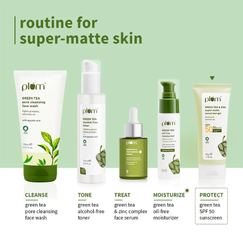 Plum Green Tea & Zinc Super-Matte SPF 50 Sunscreen Gel for Oily Skin