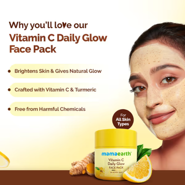 Mama Earth Vitamin C Daily Glow Face Pack with Vitamin C & Turmeric for Illuminating Skin - 100 g