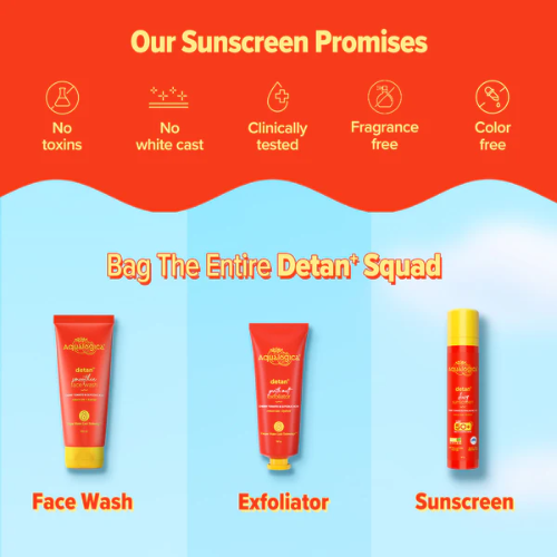 Aqualogica Detan+ Dewy Sunscreen SPF 50+ PA++++ with Cherry Tomato & HA - 80 g (Pack of 2)