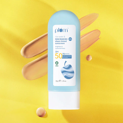 Plum 3% Niacinamide & Rice Water SPF 50 Sheer-Tinted Sunscreen 50g