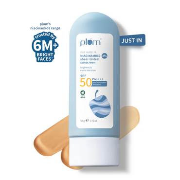 Plum 3% Niacinamide & Rice Water SPF 50 Sheer-Tinted Sunscreen 50g