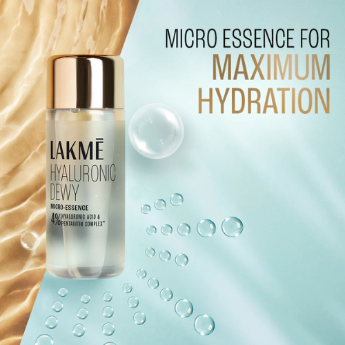 Lakmé Hyaluronic Dewy Micro Essence – 4% Hyaluronic Acid for Hydrated & Dewy Skin | 100 ml