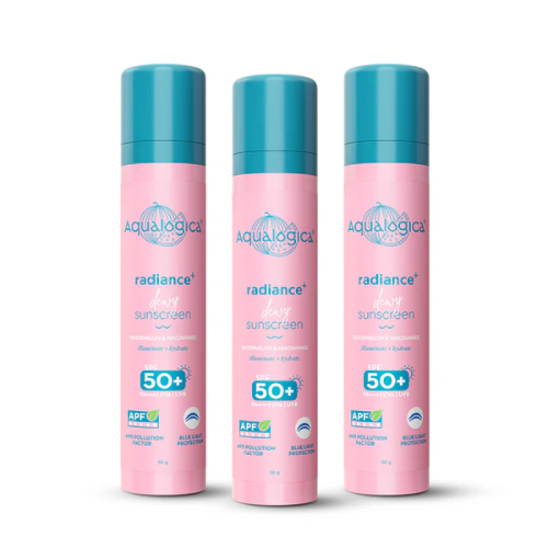 Aqualogica Radiance+ Dewy Sunscreen with Watermelon & Niacinamide with SPF 50 & PA++++ - 50g(Pack of 3)