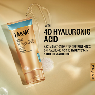 Lakmé Hyaluronic Dewy Facewash – 4D Hyaluronic Acid for Deep Hydration & Glowing Skin | 100 g