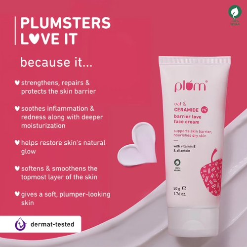 Plum Oat & 1% Ceramide Face Cream for Dry Skin 50g