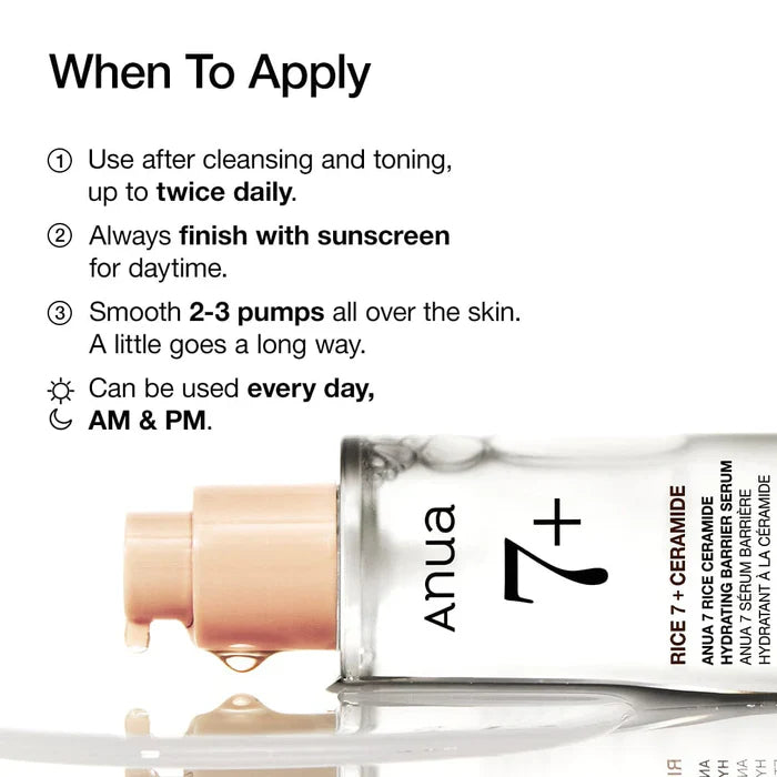 Anua Rice 7+ Ceramide Hydrating Barrier Serum – 50 ml