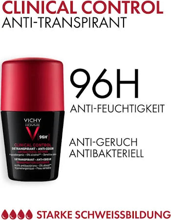 Vichy Homme Clinical Control Detranspirant Anti-Odor Deodorant 96H 50ml