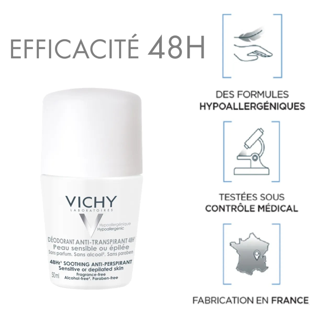 Vichy Laboratoires Anti-Transpirant 48H Peau Sensible Ou Epilee Deodorant Stick (50 ml)