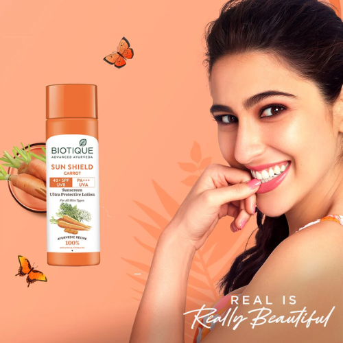 Biotique Sun Shield Carrot SPF 40+ Sunscreen Lotion