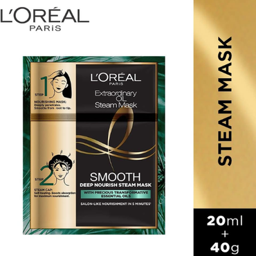 L'Oreal Paris Extraordinary Oil Smooth Steam Mask (Paraben Free) 20ml + 40g