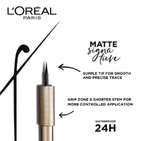 L'Oréal Paris Eye Liner, Ultra-Precise Tip, Waterproof, Fade-Proof and Smudge-proof, Matte Signature