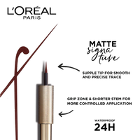 L'Oréal Paris Eye Liner, Ultra-Precise Tip, Waterproof, Fade-Proof and Smudge-proof, Matte Signature