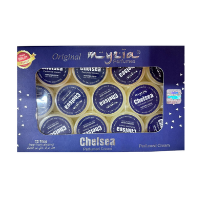 Myzia Chelsea Perfumed Body Cream – 10g Each, Pack of 12 | Modern, Sophisticated Fragrance