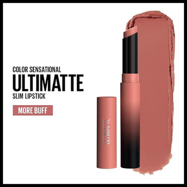 Maybelline New York Color Sensational Ultimatte Matte Lipstick – More Buff, Pink Beige | Non-Drying, Intense Pigment