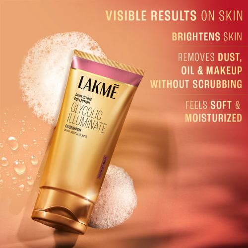Lakmé Glycolic Illuminate Facewash – Gentle Exfoliation & Brightening with Glycolic Acid | 100 g