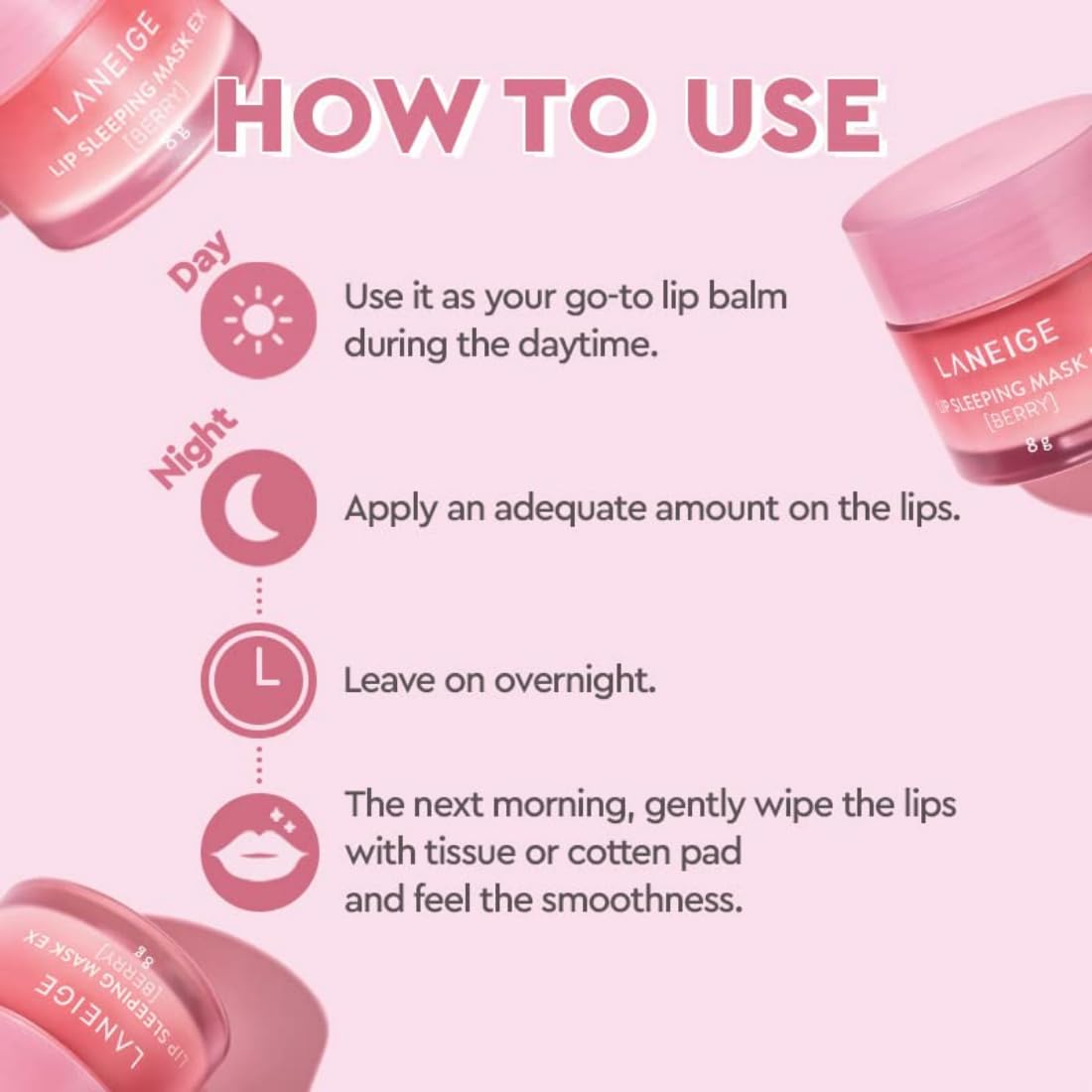 Laneige Lip Sleeping Mask | Moisturizing Lip Treatment with Vitamin C + Shea Butter for Soft Hydrated Lips