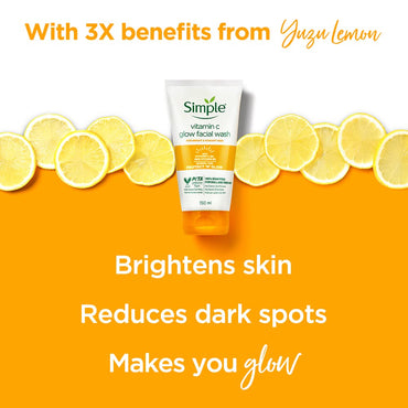 Simple Protect N Glow Vitamin C Glow Facial Wash 150ml | 100% Soap-Free Facewash | Get Bright & Radiant skin| For dull & tired skin