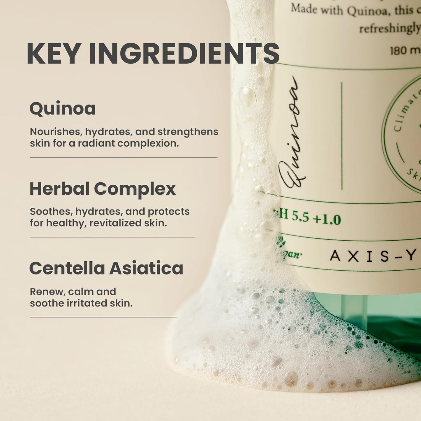 AXIS-Y Quinoa One Step Balanced Gel Cleanser (180ml) | Gentle Korean Face Wash for Deep Cleansing & Hydration