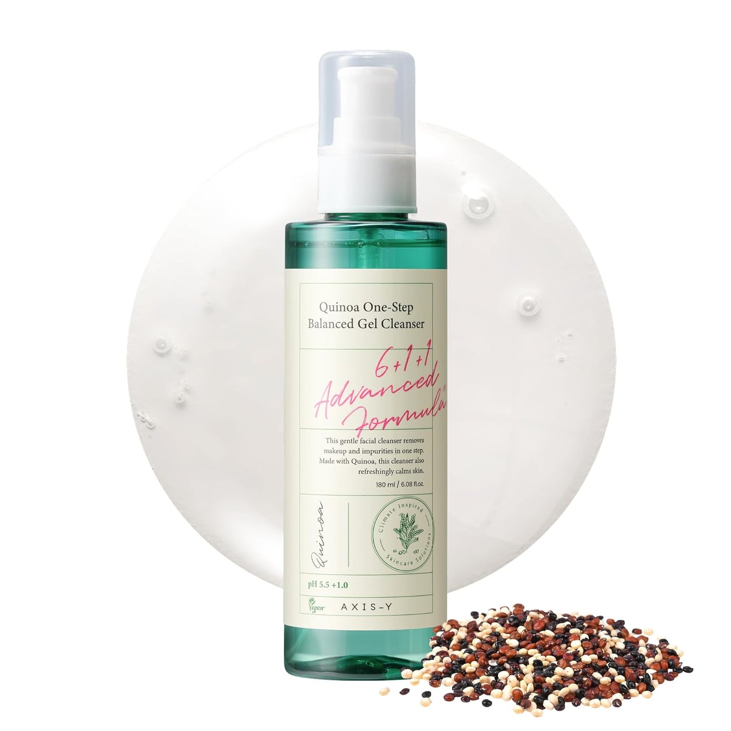 AXIS-Y Quinoa One Step Balanced Gel Cleanser (180ml) | Gentle Korean Face Wash for Deep Cleansing & Hydration