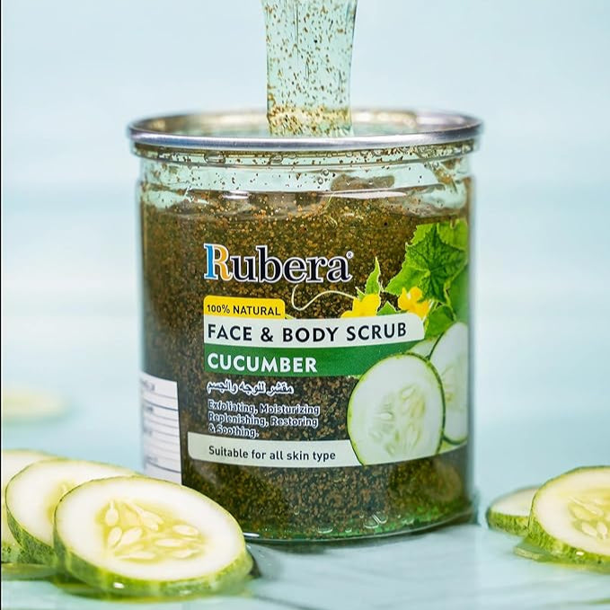 Rubera Cucumber Face & Body Scrub (500ml) | Refreshing & Soothing Exfoliator