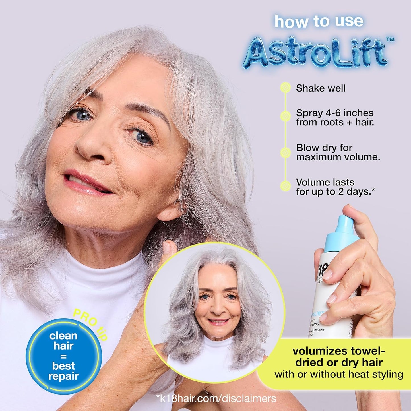 K18 AstroLift™ Reparative Volume Spray | 2-Day Hair Thickening & Damage Repair