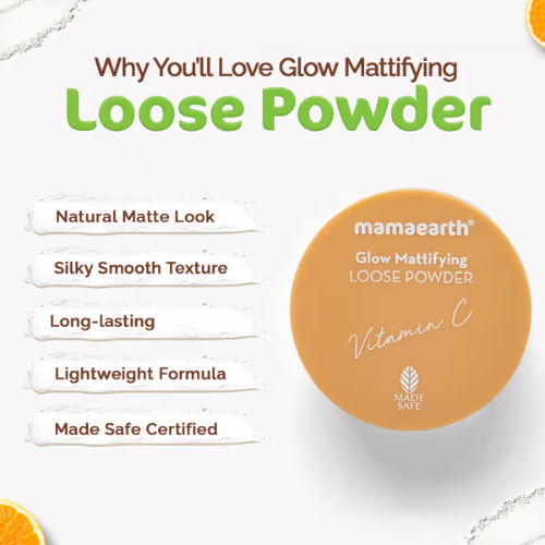 Glow Mattifying Loose Powder with Vitamin C & Aloe Vera for a Natural Matte Look – 12 g