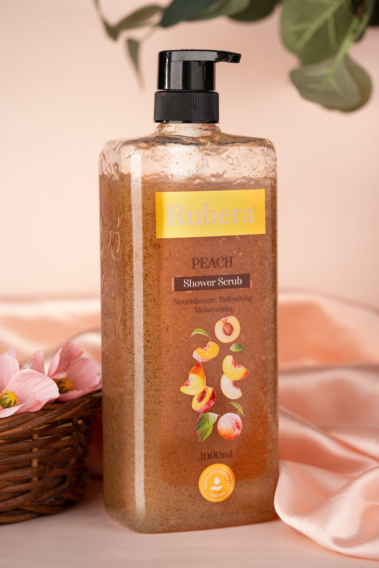 Rubera® Peach Face & Body Scrub | Exfoliating & Refreshing Cleanser (1000ml)