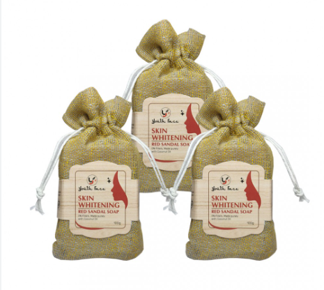 Youth Face Skin Whitening Red Sandal Soap – Brightening Herbal Soap with Red Sandalwood