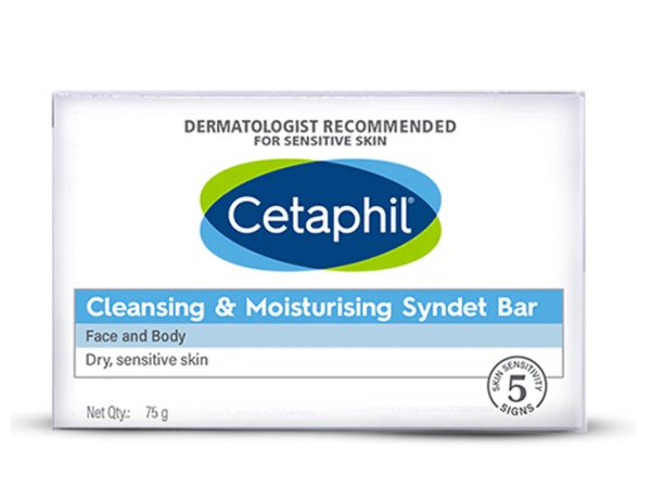 Cetaphil Cleansing & Moisturising Syndet Bar – Soap-Free Gentle Cleanser for Dry and Sensitive Skin