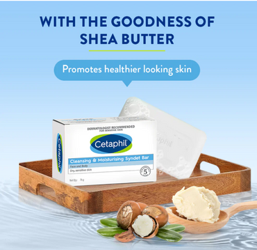 Cetaphil Cleansing & Moisturising Syndet Bar – Soap-Free Gentle Cleanser for Dry and Sensitive Skin
