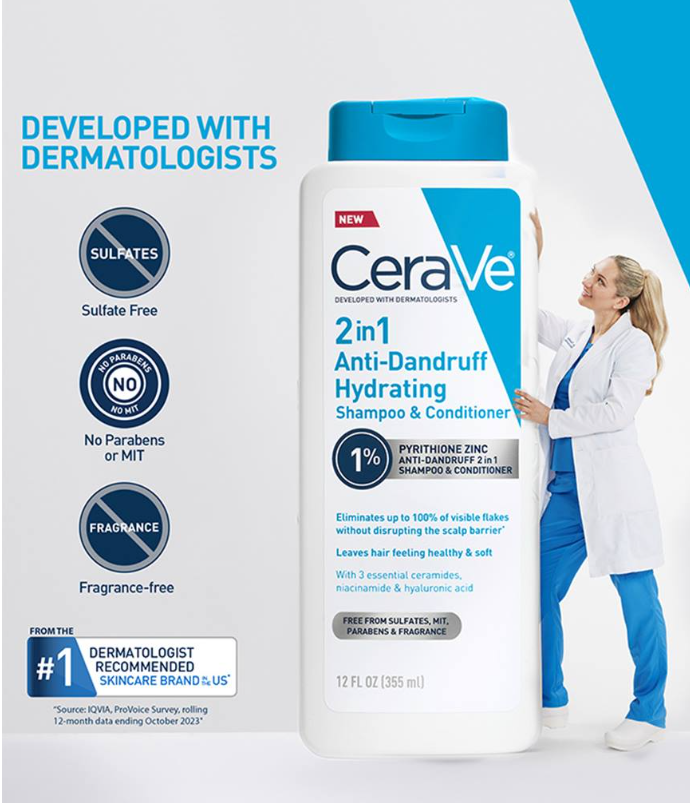 2-in-1 Anti-Dandruff Hydrating Shampoo & Conditioner – Cleanses, Treats & Moisturizes
