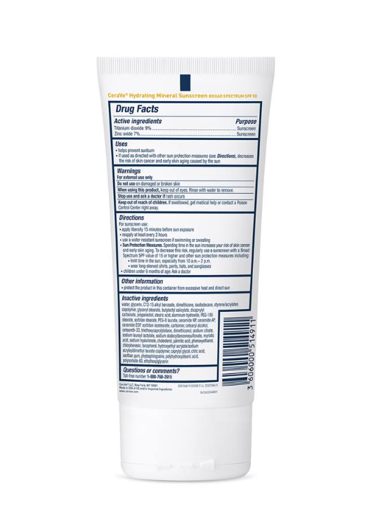 Hydrating Mineral Sunscreen SPF 50 Body Lotion – Broad Spectrum UVA/UVB Protection
