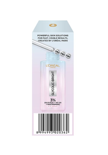 L'Oréal Paris Glycolic Bright Dark Circle Eye Serum – Brightening Under-Eye Serum with Caffeine & Niacinamide, 15ml
