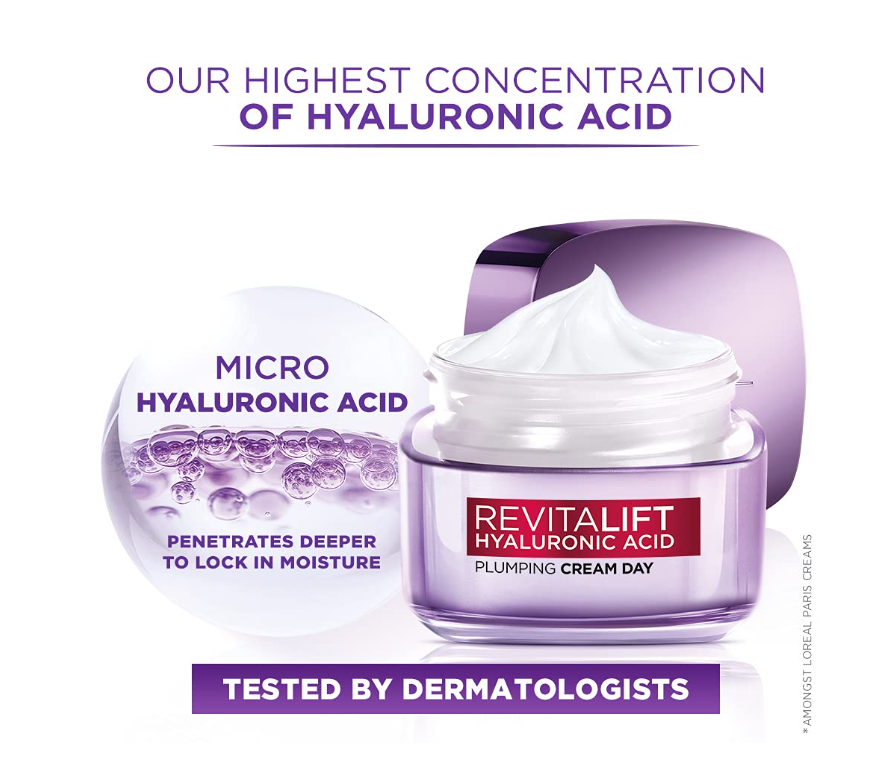 L’Oréal Paris Revitalift Hyaluronic Acid Plumping Day Cream – Deep Hydration & Smooth Skin, 50ml