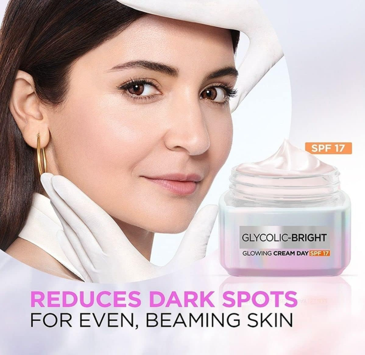 L’Oréal Paris Glycolic Bright Glowing Day Cream SPF 17 – Dark Spot Reduction & Radiance Boosting, 50ml