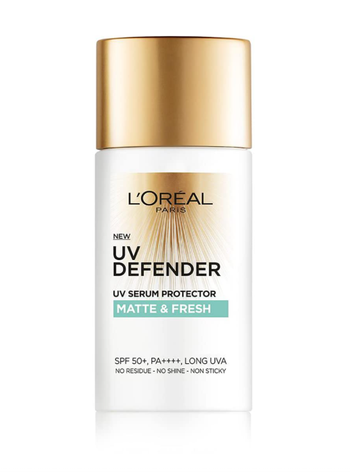 L’Oréal Paris UV Defender Serum Protector Matte & Fresh SPF 50+ PA++++ – Oil‑Control Dry Matte Sunscreen, 50ml