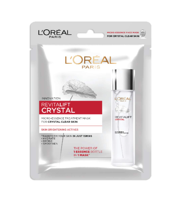 L’Oréal Paris Revitalift Crystal Micro‑Essence Sheet Mask – Bright & Crystal Clear Skin, 25 g