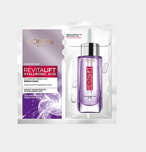 L’Oréal Paris Revitalift Hyaluronic Acid Fresh‑Mix Serum Sheet Mask – Deep Hydration & Plumping in 15 Minutes, 33 g