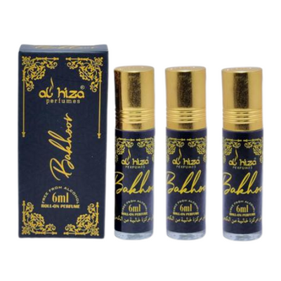 Al-Hiza Bakhoor Attar - 6ml Roll On | Long Lasting Oriental Fragrance (Pack of 3)