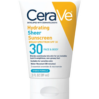 Cerave Hydrating Sheer Sunscreen SPF 30 – Broad Spectrum Protection for Face & Body