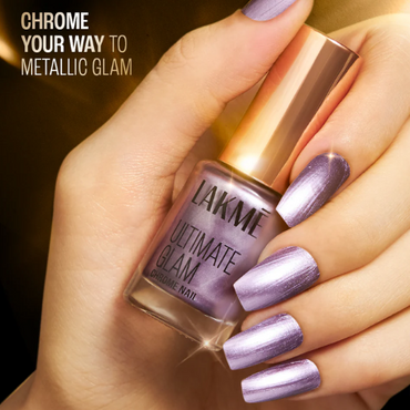Lakmē Ultimate Glam Chrome Nail Magenta - Metallic Chrome Nail Polish for Glamorous Nails